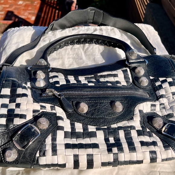Balenciaga Le City Big Stud Woven Leather Classic! - Picture 3 of 8